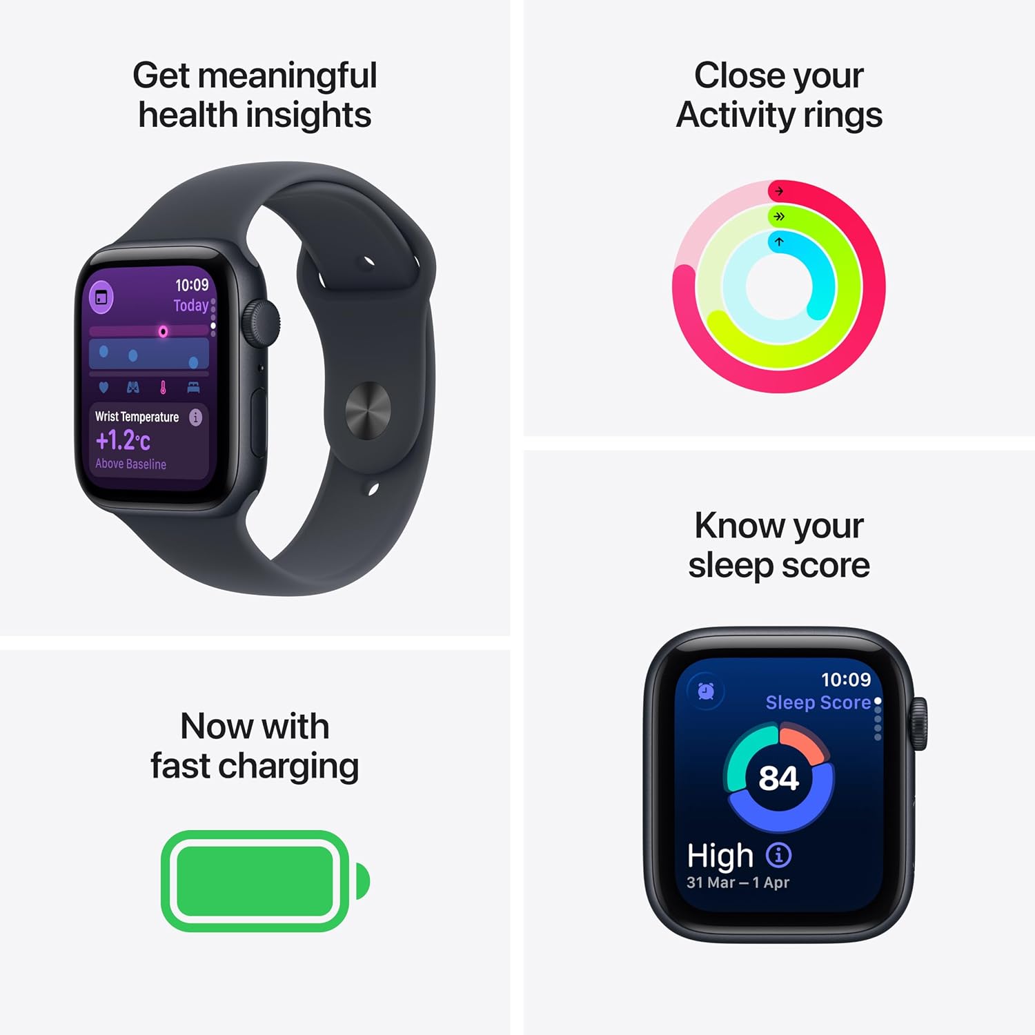 Apple Watch SE 3 GPS 40mm – Starlight Aluminium, Starlight Sport Band M/L, Always-On Display & Fitness Tracking